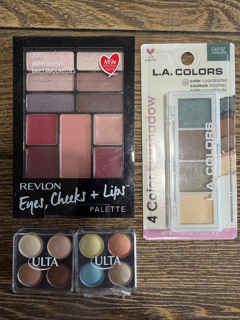 Revlon Eyes, Cheeks & Lips Palette - Berry in Love + 2 Ulta Shadow & LA colors